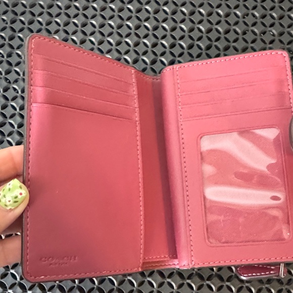 Coach Signature Canvas Wallet with Pink Bow Detail - Picture 3 of 4